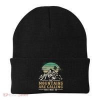 Funny Hiking Tee The Mountains Are Calling And I Must Go Beanie thumb 0