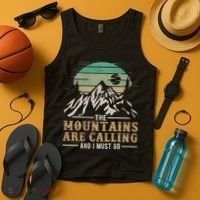 Funny Hiking Tee The Mountains Are Calling And I Must Go Tank Top thumb 4