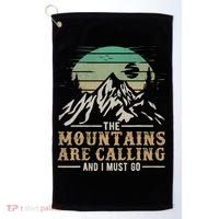 Funny Hiking Tee The Mountains Are Calling And I Must Go Golf Towel thumb 0