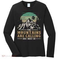 Funny Hiking Tee The Mountains Are Calling And I Must Go Women's Long Sleeve Shirt thumb 0