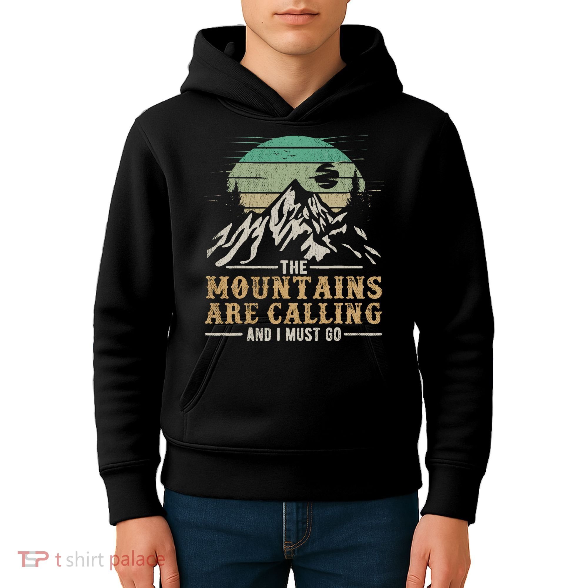 Funny Hiking Tee The Mountains Are Calling And I Must Go Kids Hoodie