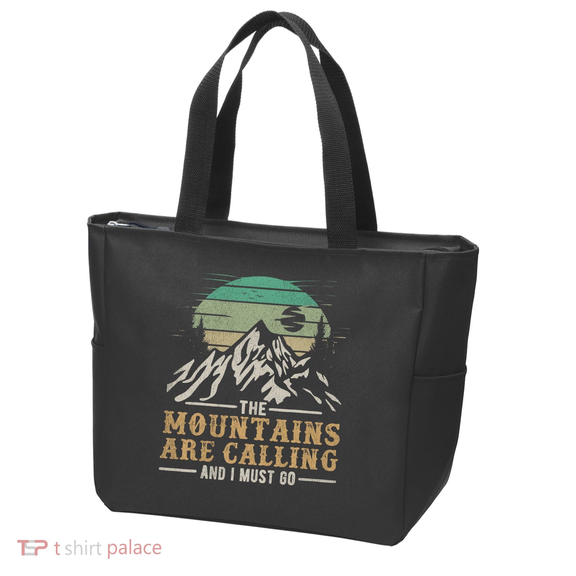 Funny Hiking Tee The Mountains Are Calling And I Must Go Tote Bag