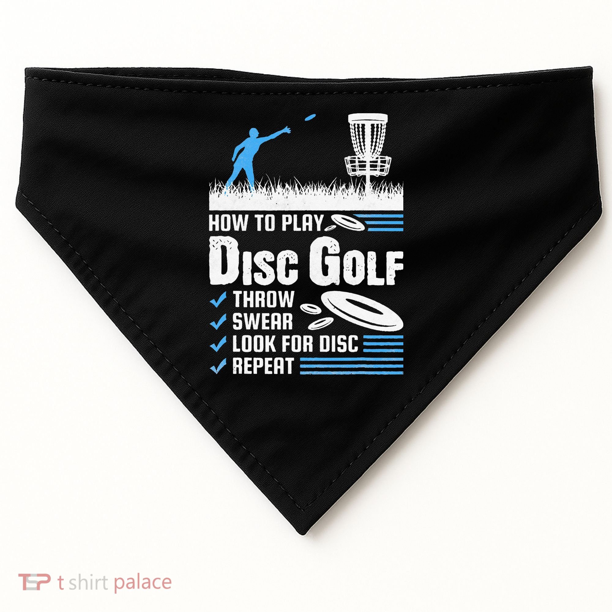Funny How To Play Disc Golf USA-Made Doggie Bandana