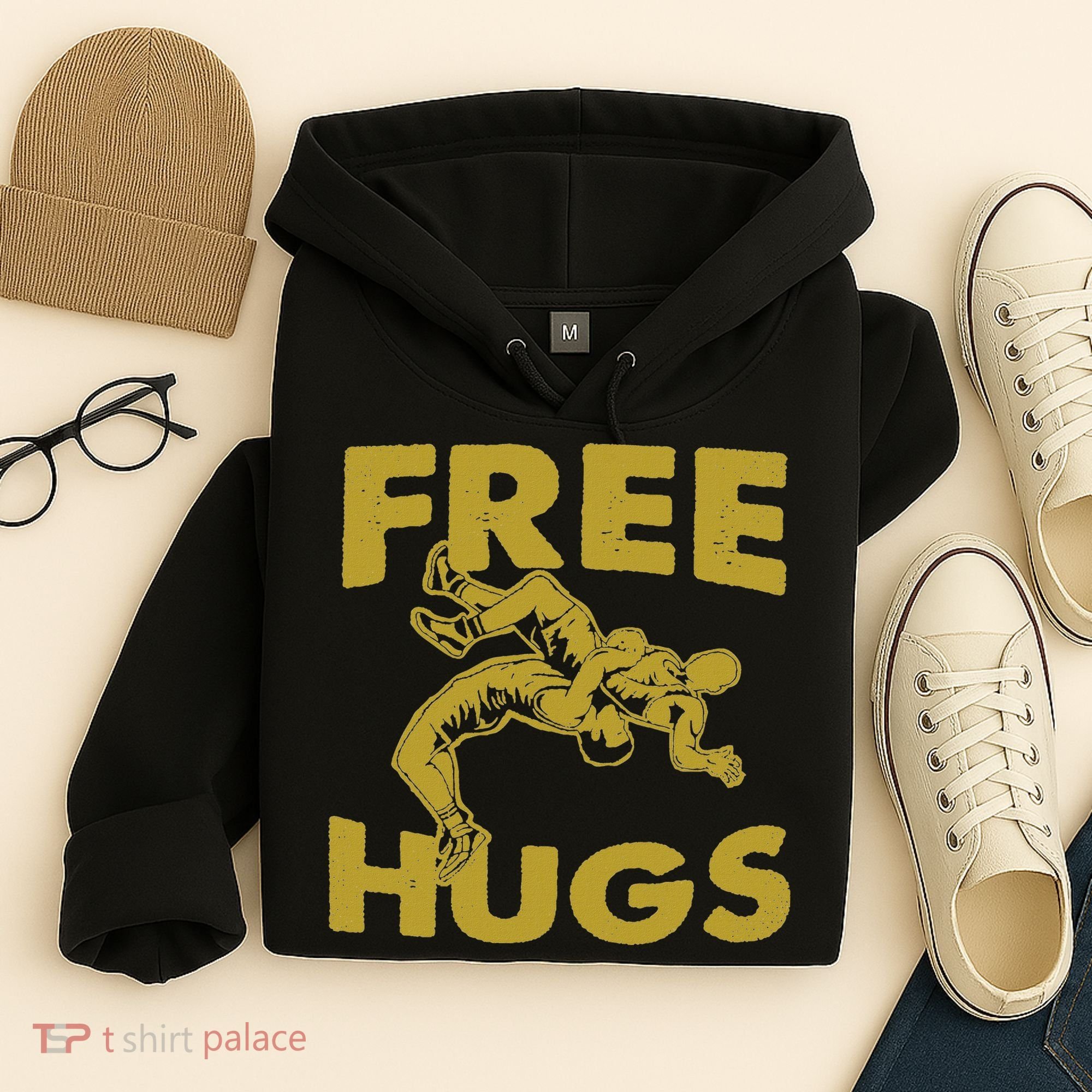 Free Hugs T Wrestling Gift For Coach Wrestler Hoodie