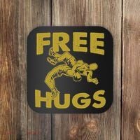 Free Hugs T Wrestling Gift For Coach Wrestler Coaster thumb 0