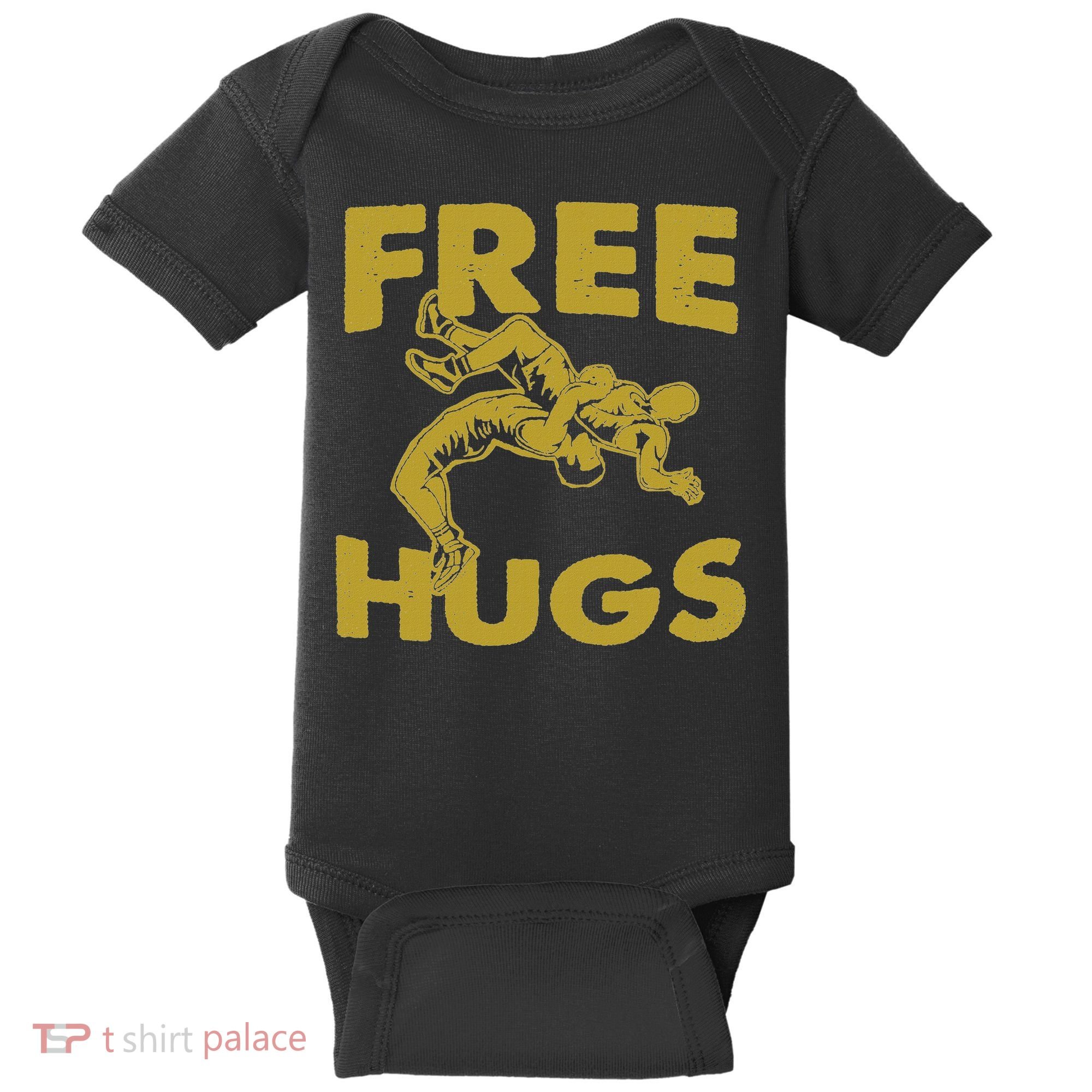 Free Hugs T Wrestling Gift For Coach Wrestler Baby Bodysuit