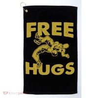 Free Hugs T Wrestling Gift For Coach Wrestler Golf Towel thumb 0