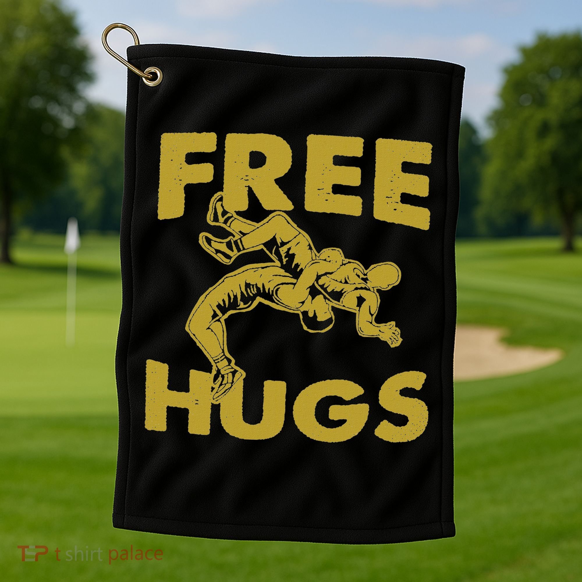 Free Hugs T Wrestling Gift For Coach Wrestler Golf Towel
