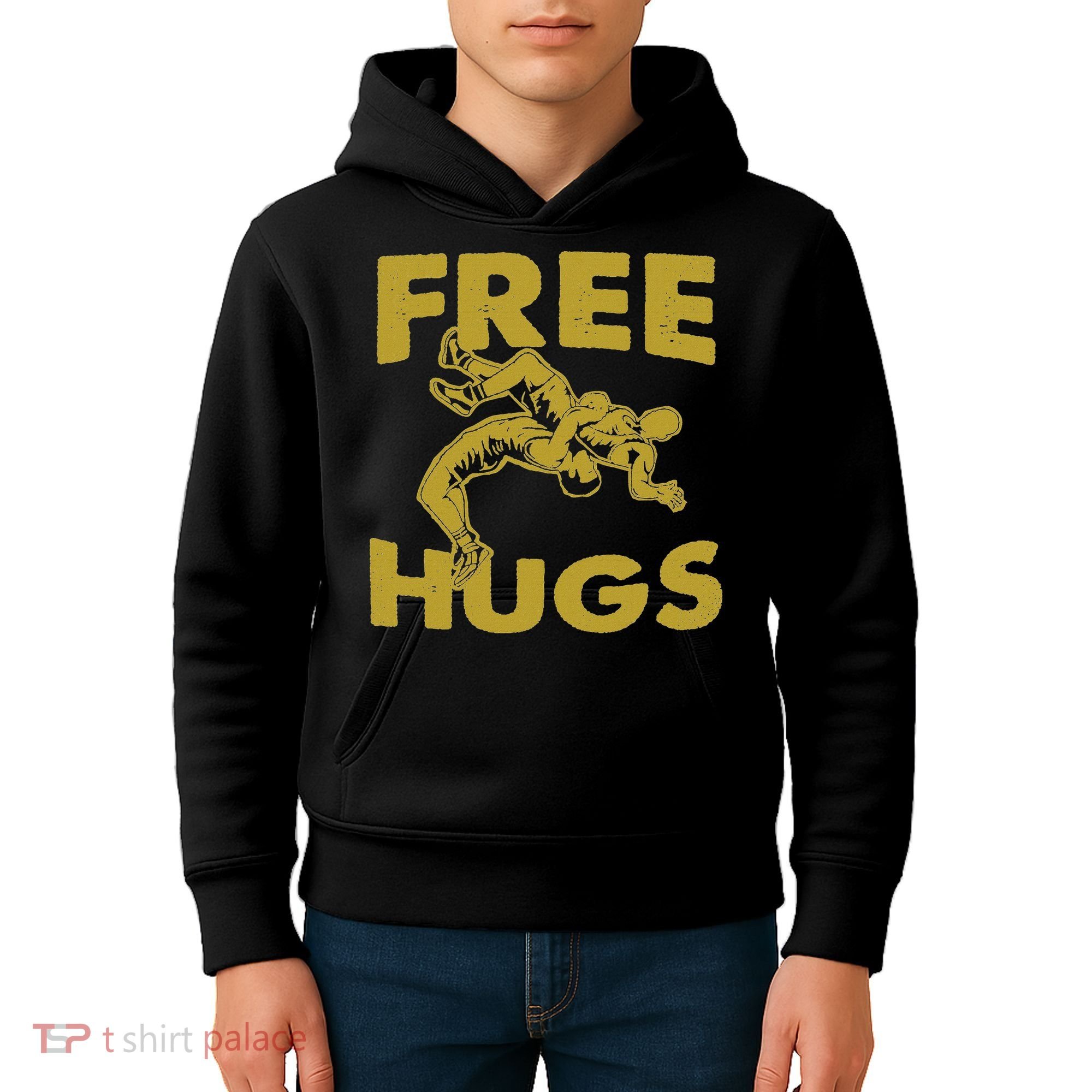 Free Hugs T Wrestling Gift For Coach Wrestler Kids Hoodie