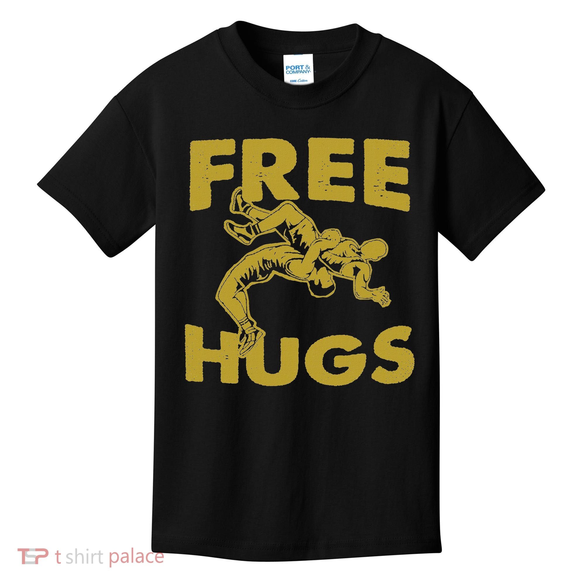 Free Hugs T Wrestling Gift For Coach Wrestler Kids T-Shirt