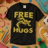 Free Hugs T Wrestling Gift For Coach Wrestler Kids T-Shirt thumb 3