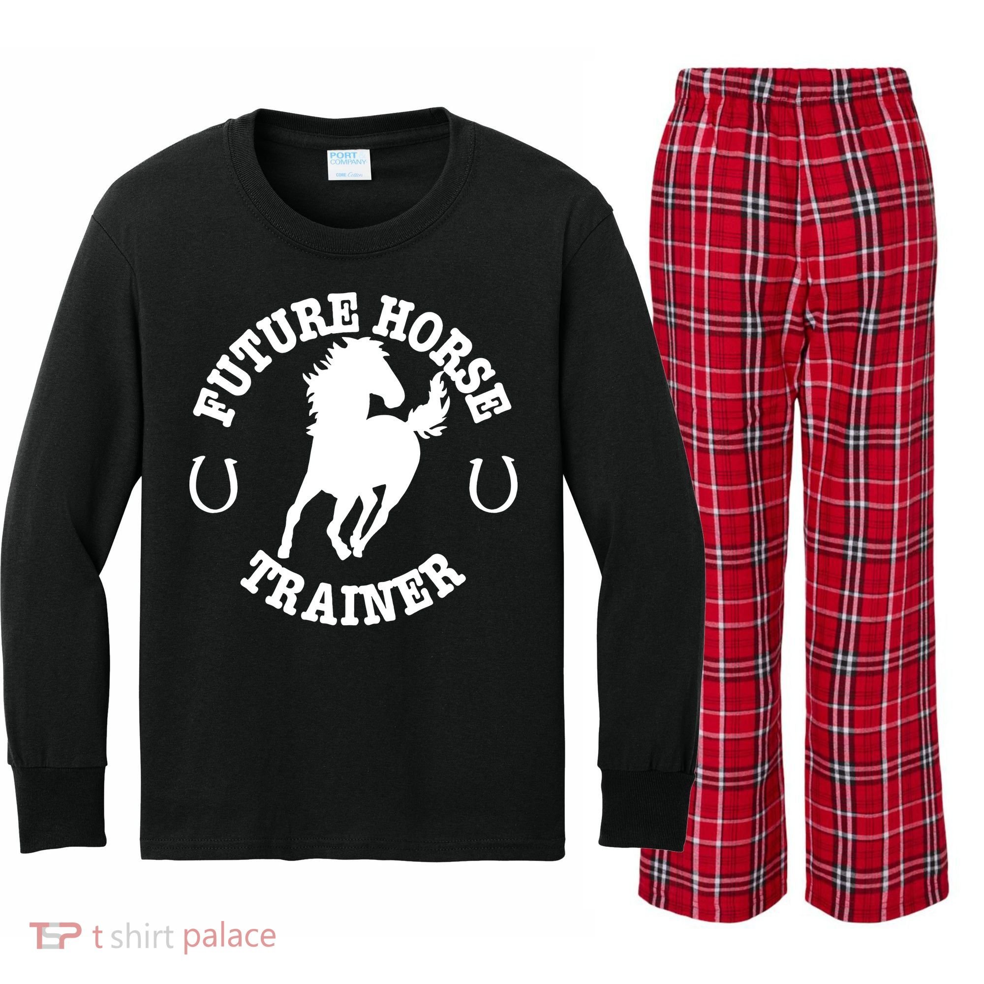 Future Horse Trainer For  Kids Long Sleeve Plaid Pajama Set
