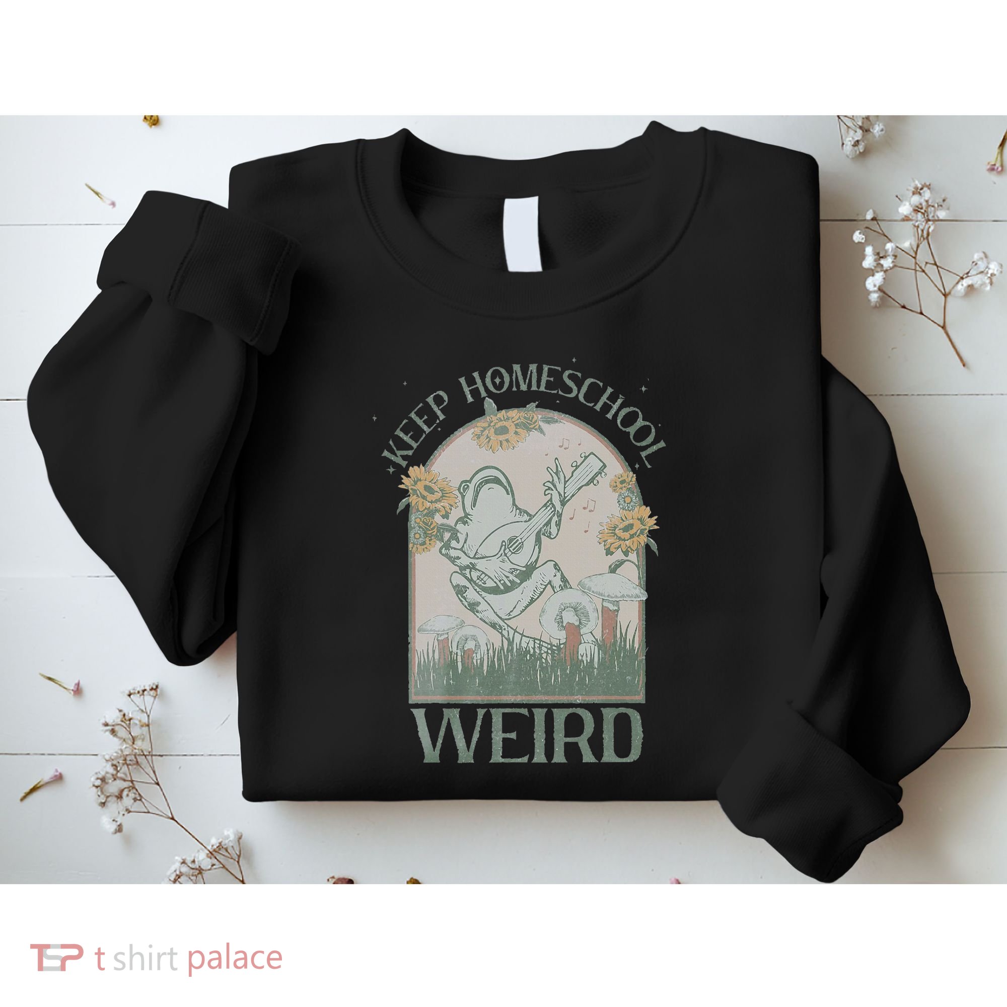 Funny Homeschool Teaching Keep Homeschool Weird Frog Mushroom Sweatshirt