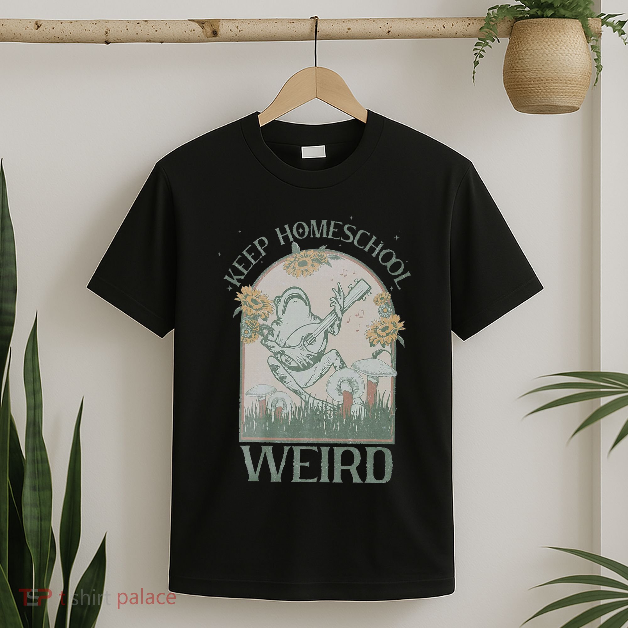 Funny Homeschool Teaching Keep Homeschool Weird Frog Mushroom T-Shirt