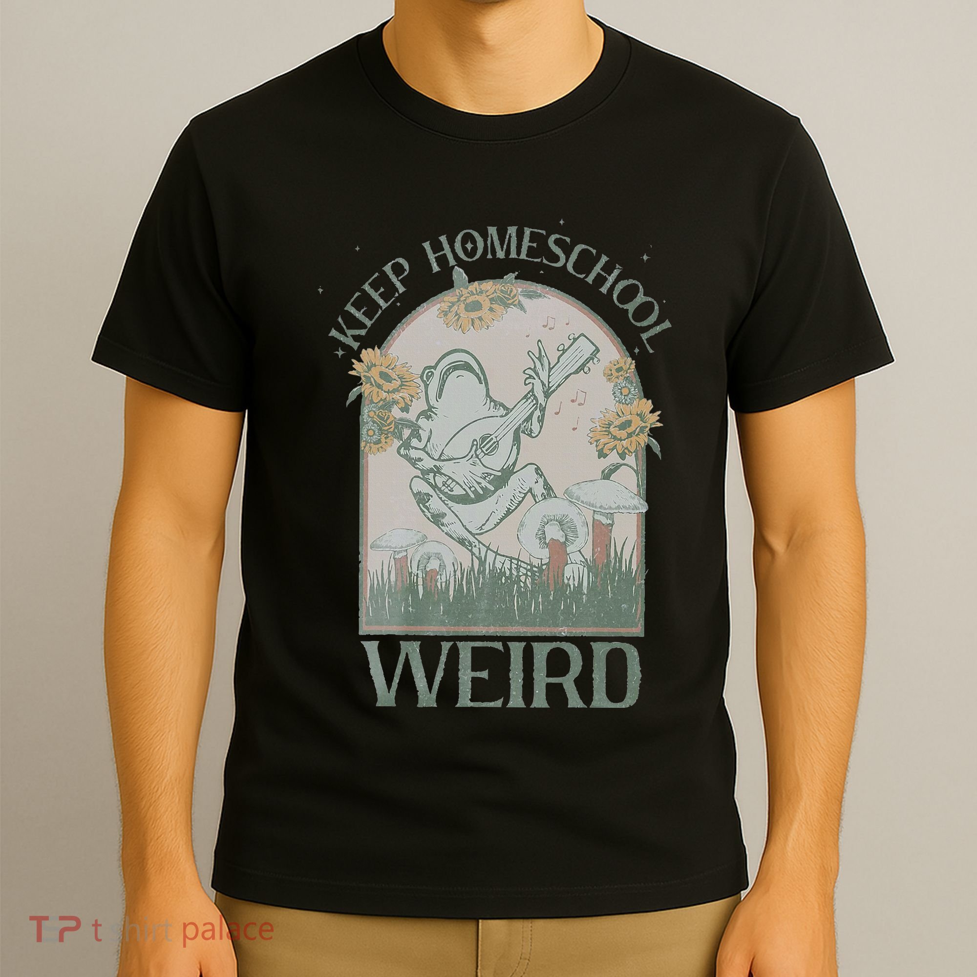 Funny Homeschool Teaching Keep Homeschool Weird Frog Mushroom T-Shirt