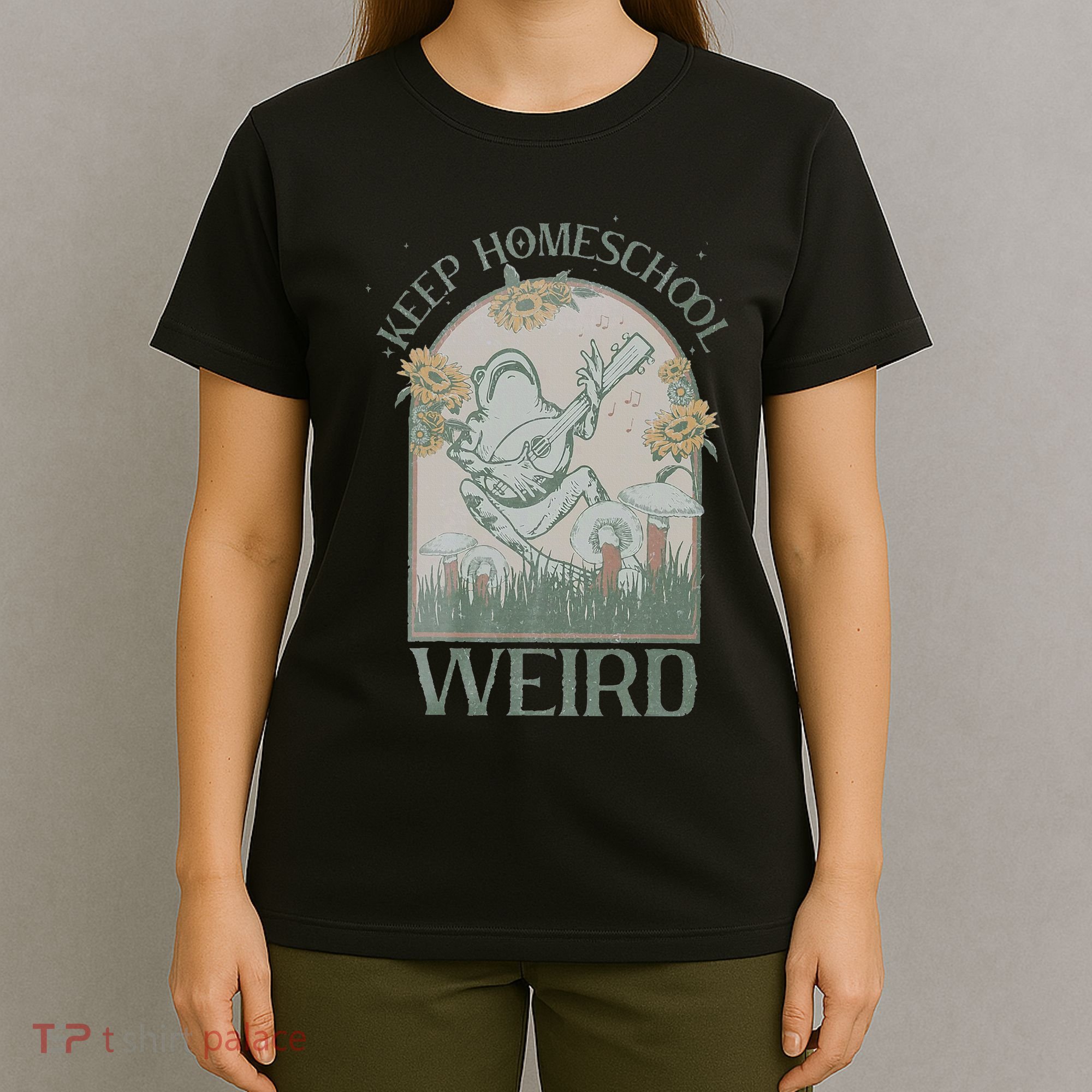 Funny Homeschool Teaching Keep Homeschool Weird Frog Mushroom T-Shirt