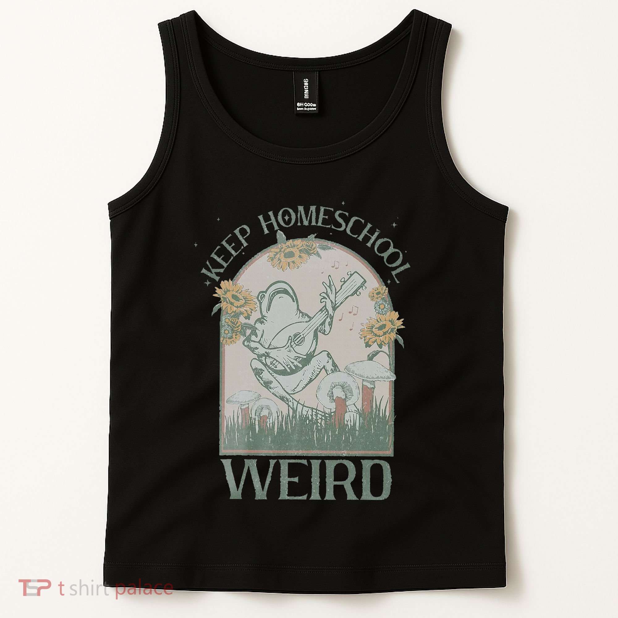 Funny Homeschool Teaching Keep Homeschool Weird Frog Mushroom Tank Top