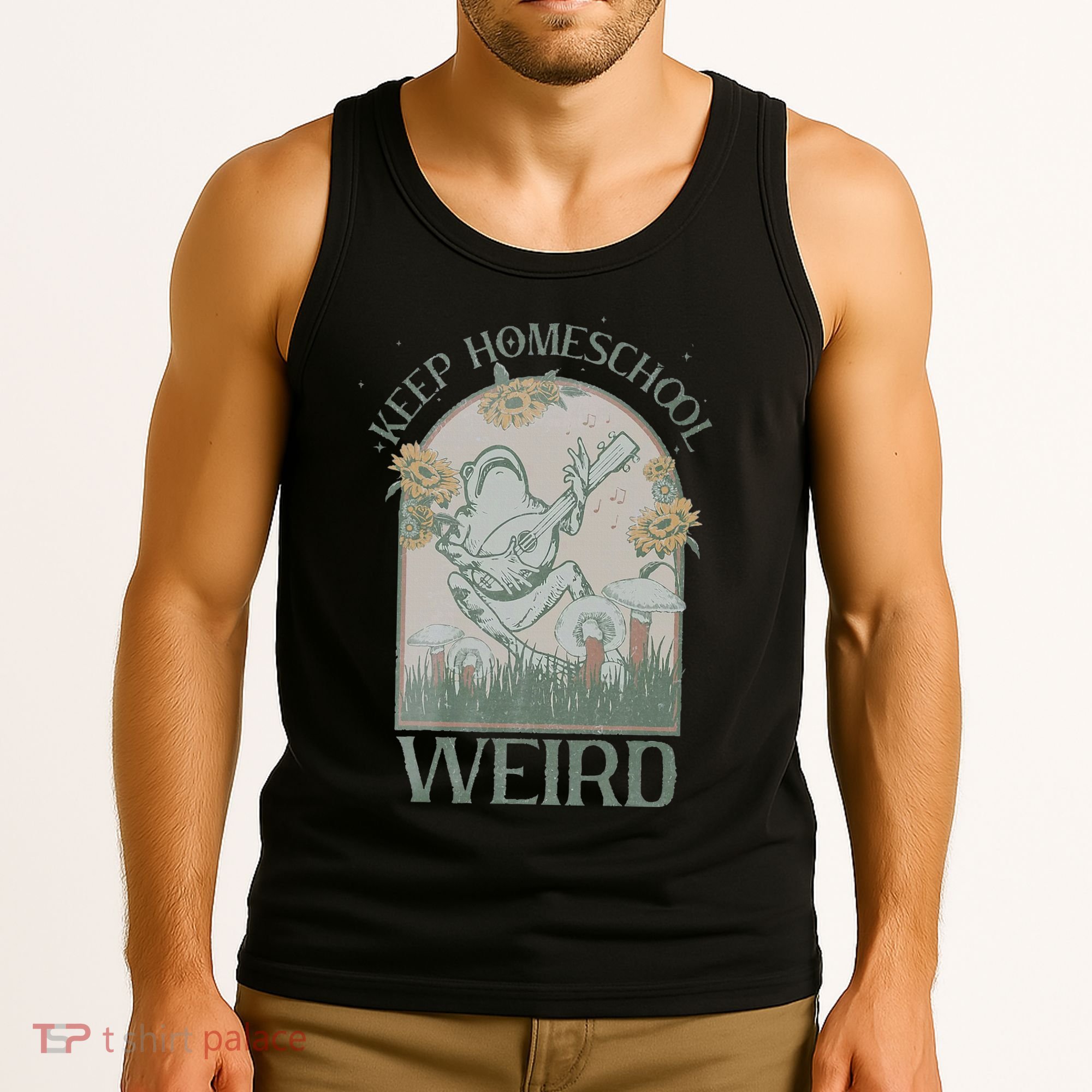 Funny Homeschool Teaching Keep Homeschool Weird Frog Mushroom Tank Top