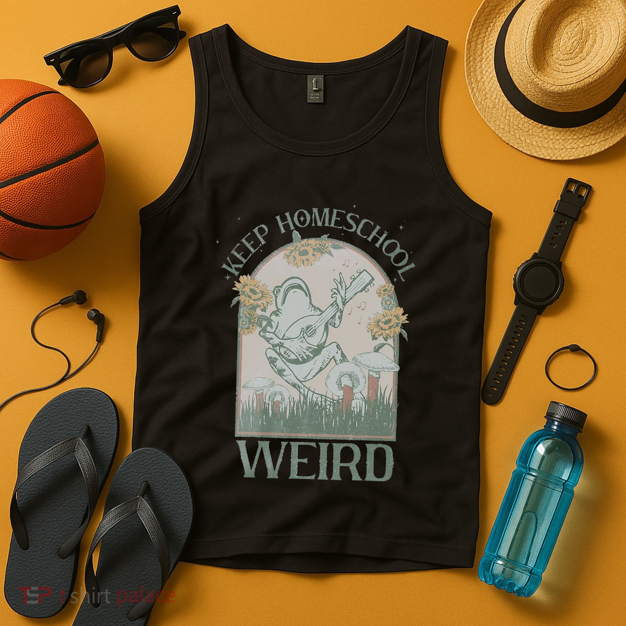 Funny Homeschool Teaching Keep Homeschool Weird Frog Mushroom Tank Top