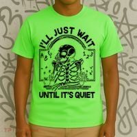Funny Halloween Teacher Skeleton I'll Just Wait Until It's Quiet T-Shirt thumb 3