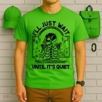 Funny Halloween Teacher Skeleton I'll Just Wait Until It's Quiet T-Shirt thumb 6