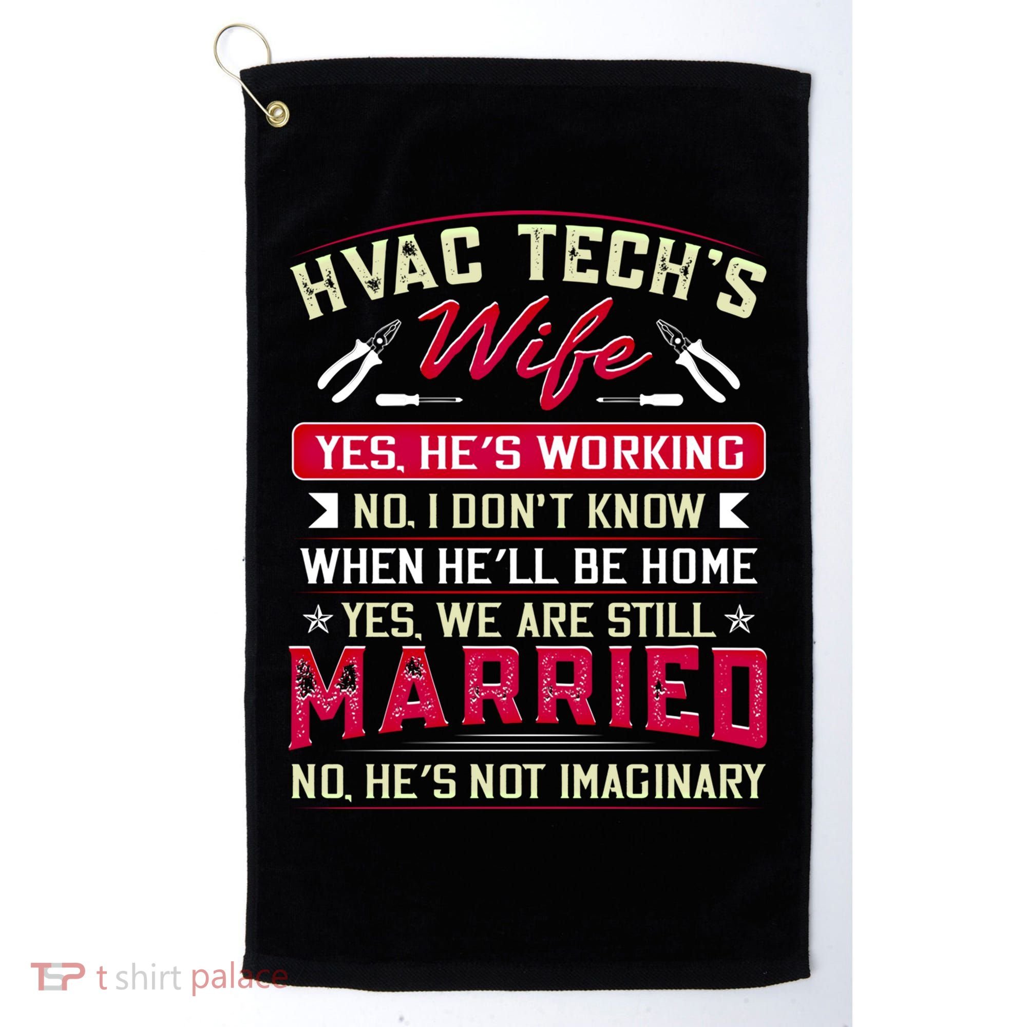 Funny Hvac Tech Wife Hvac Technicians Friend Mom Gift Golf Towel