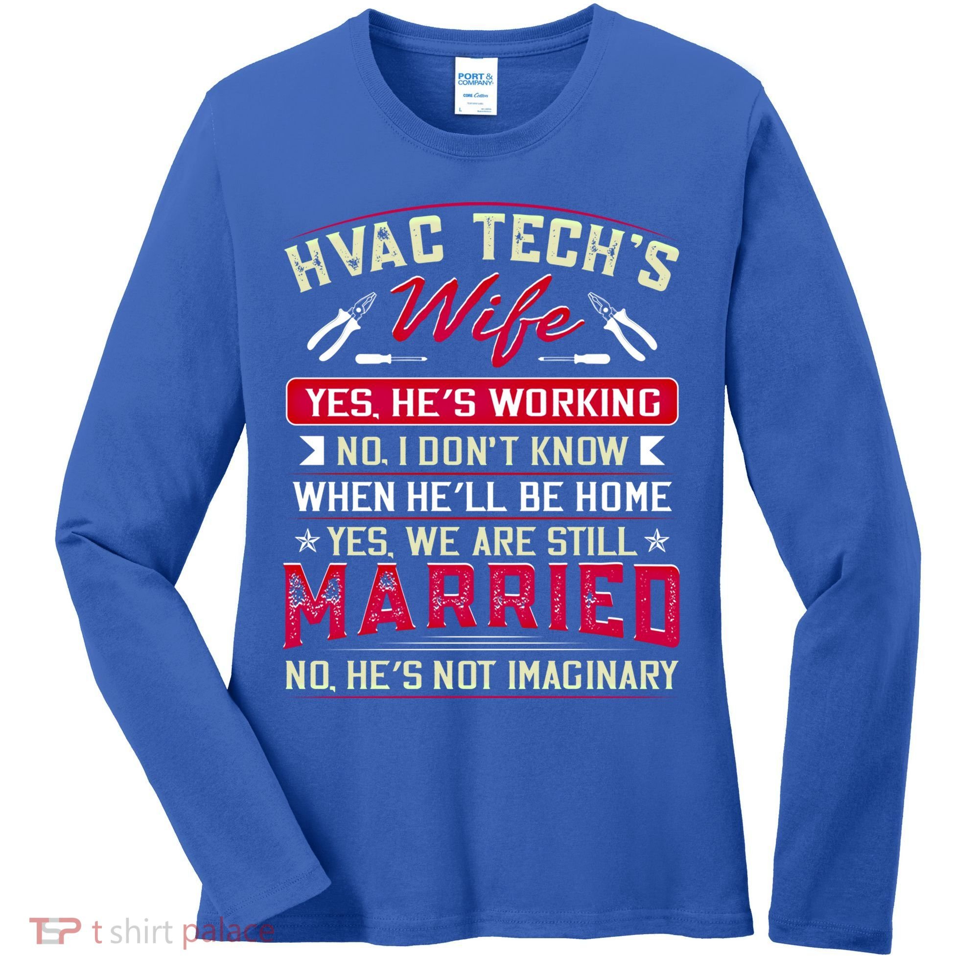 Funny Hvac Tech Wife Hvac Technicians Friend Mom Gift Women's Long Sleeve Shirt