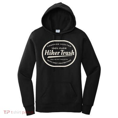 Funny Hiker Trash Logo Design for Long Distance Backpackers Women's Hoodie