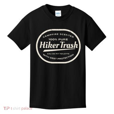 Funny Hiker Trash Logo Design for Long Distance Backpackers Kids T-Shirt