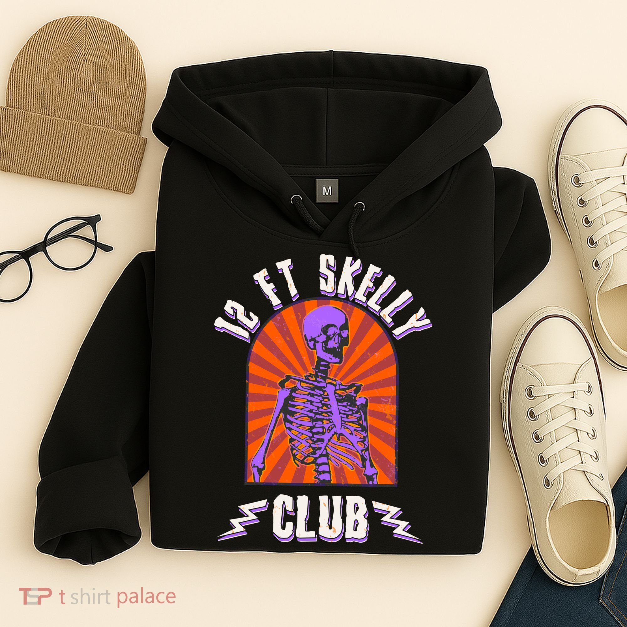 Funny Halloween Twelve Foot Skelly Club Hoodie