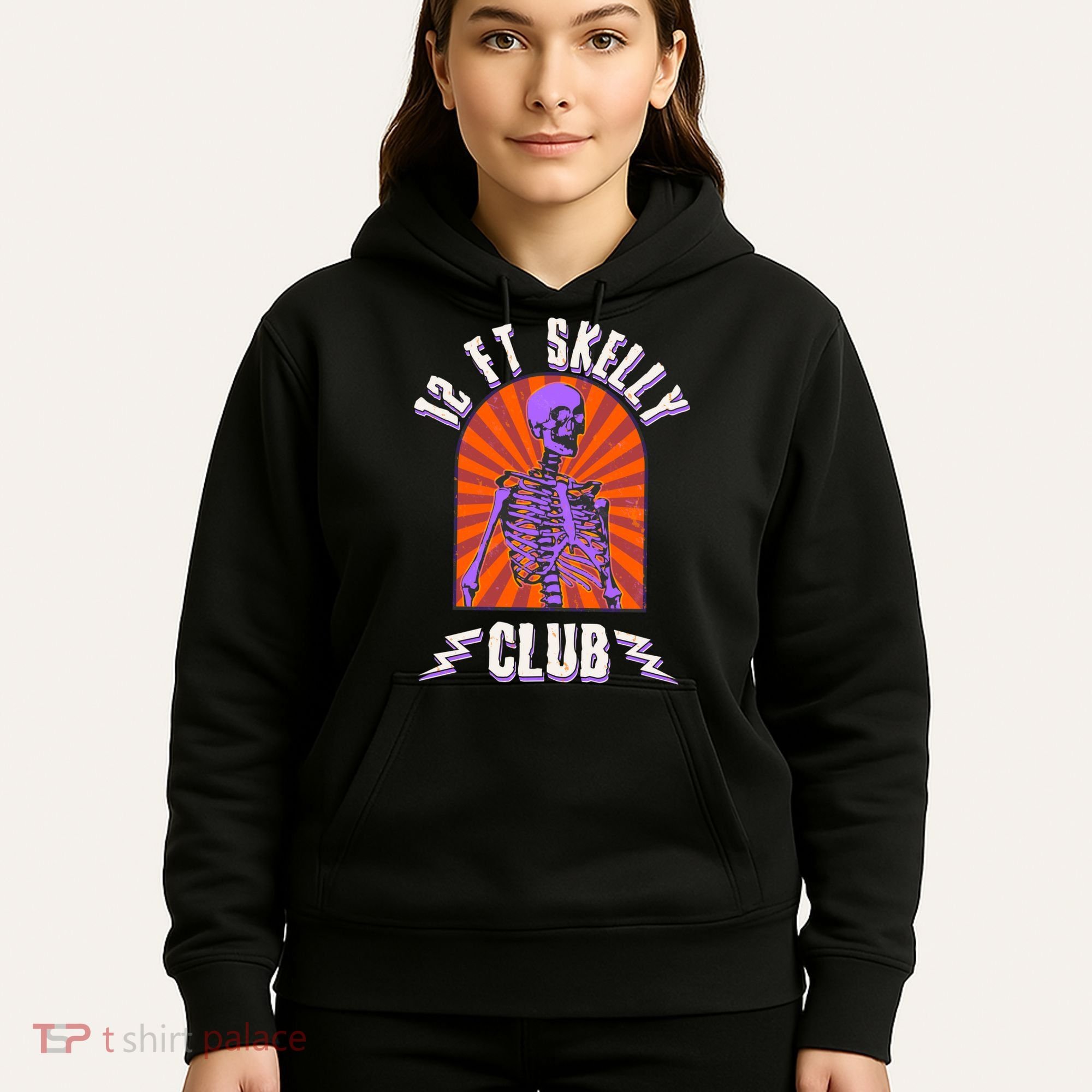 Funny Halloween Twelve Foot Skelly Club Hoodie
