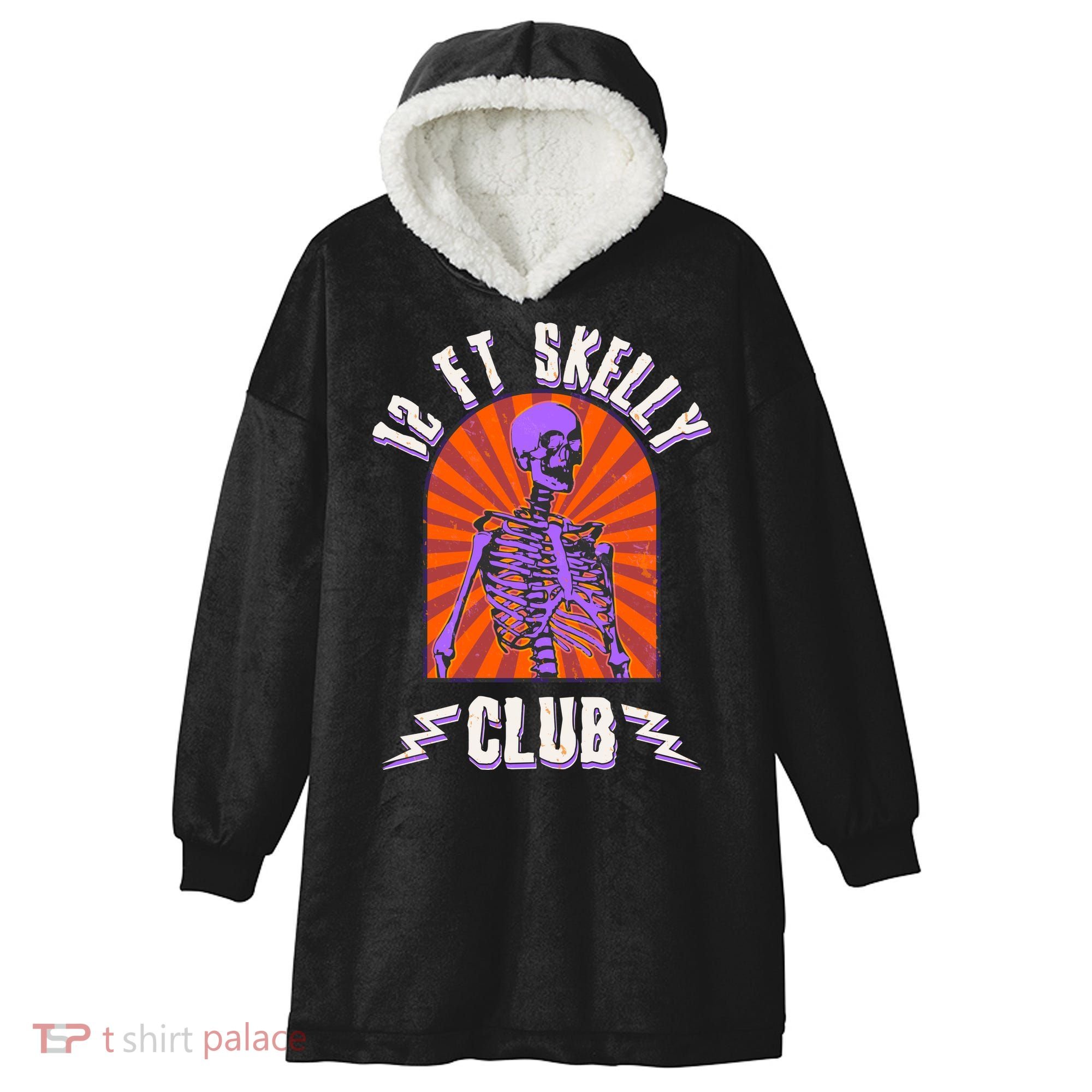Funny Halloween Twelve Foot Skelly Club Hooded Wearable Blanket