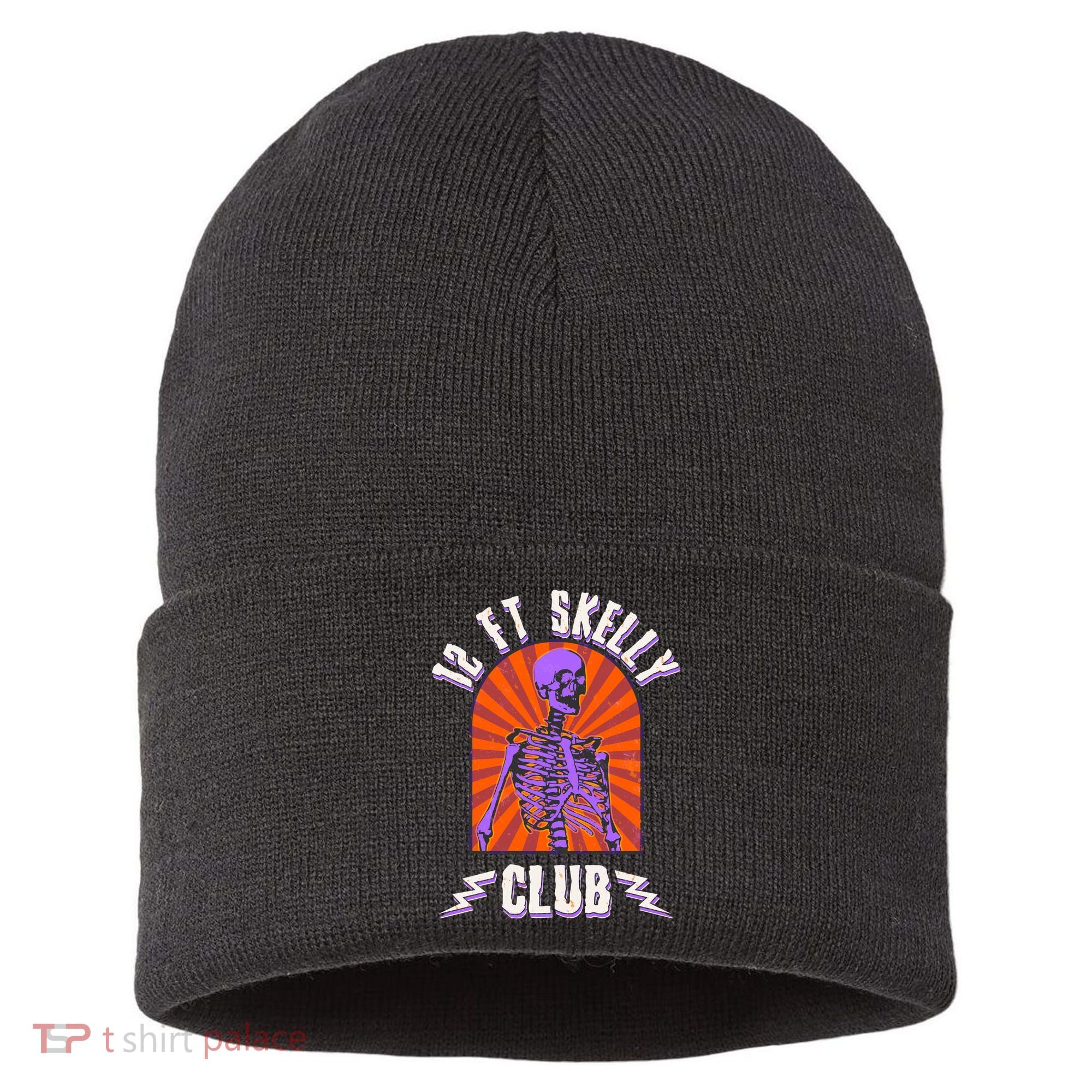 Funny Halloween Twelve Foot Skelly Club Sustainable Knit Beanie