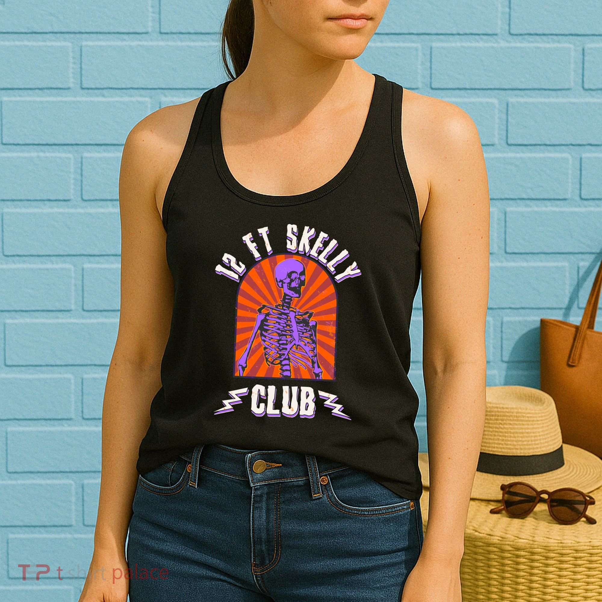 Funny Halloween Twelve Foot Skelly Club Women's Tank Top
