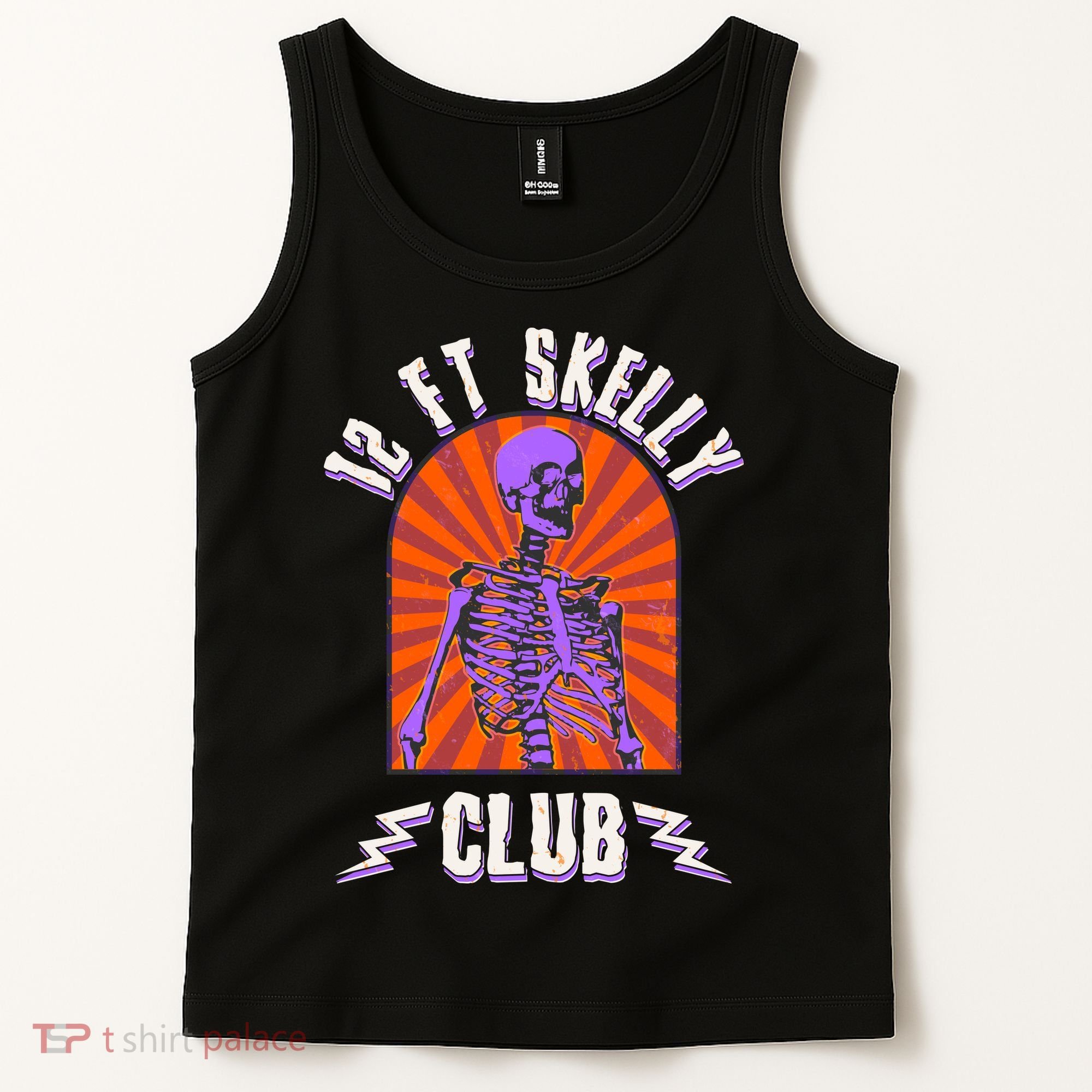 Funny Halloween Twelve Foot Skelly Club Tank Top