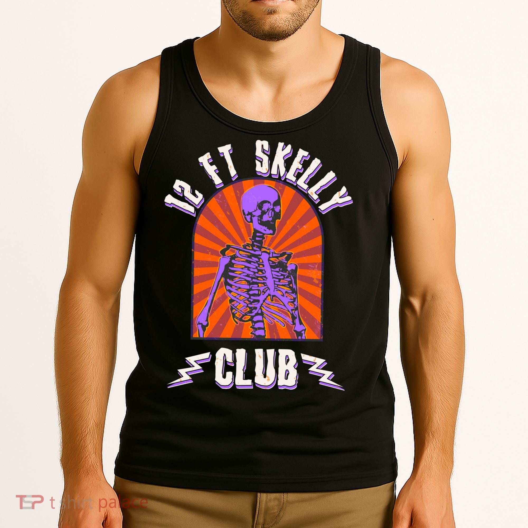 Funny Halloween Twelve Foot Skelly Club Tank Top
