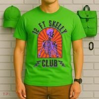 Funny Halloween Twelve Foot Skelly Club T-Shirt thumb 6