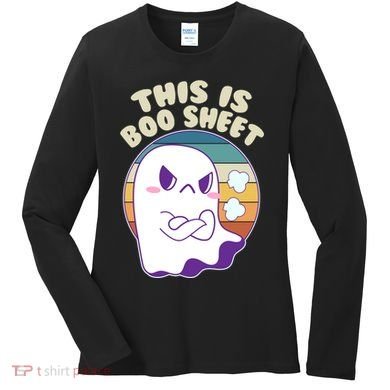 Funny Halloween This Is Boo Sheet Cute Ghost Women's Long Sleeve Shirt