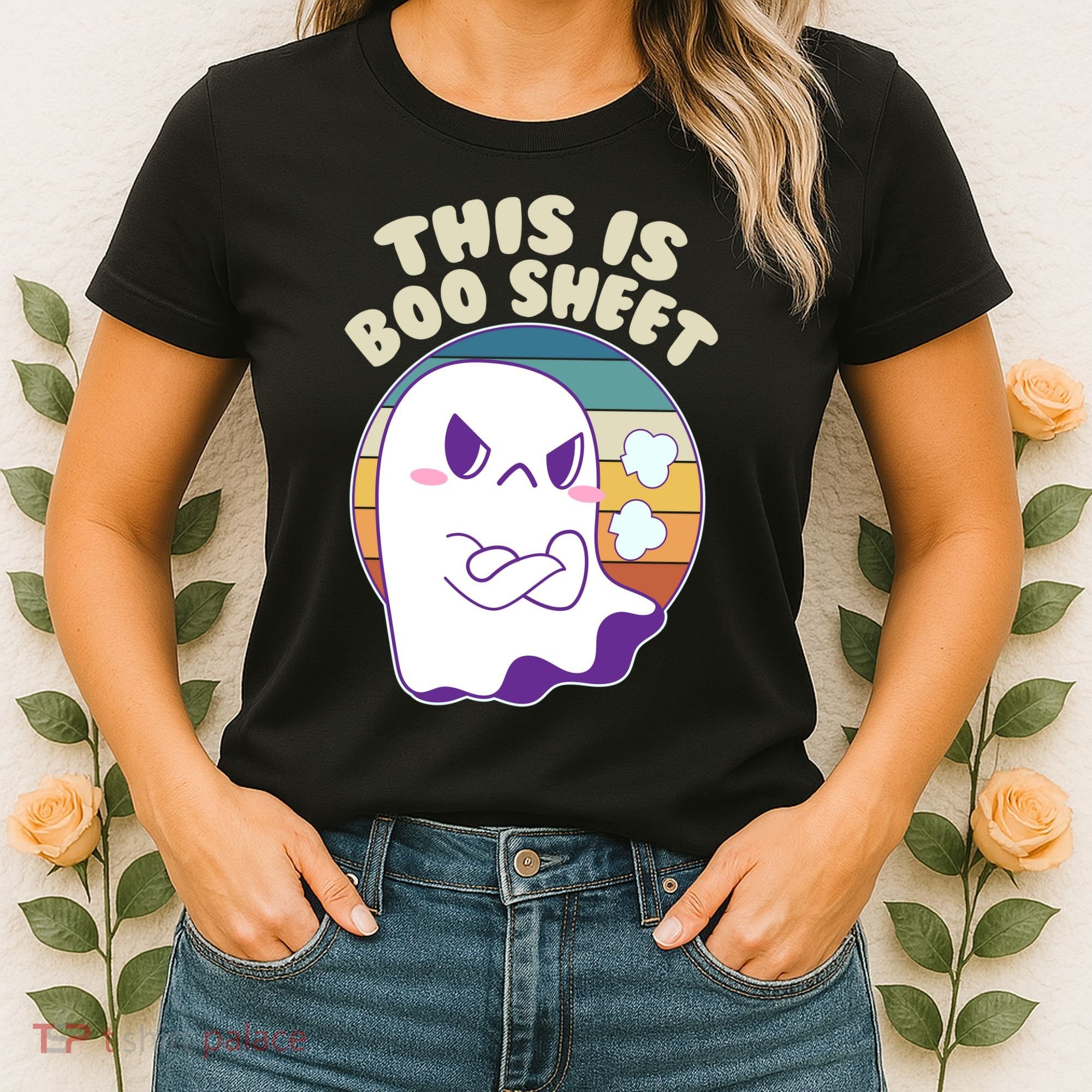 Funny Halloween This Is Boo Sheet Cute Ghost Women's T-Shirt