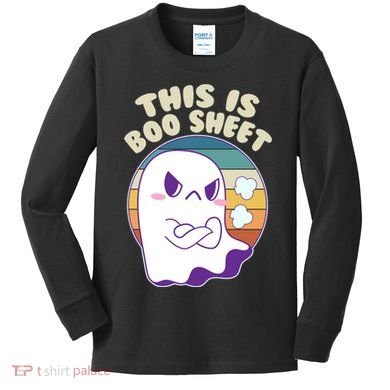 Funny Halloween This Is Boo Sheet Cute Ghost Kids Long Sleeve Shirt