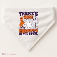 Funny Halloween Theres Some Horrors In The House USA-Made Doggie Bandana thumb 0