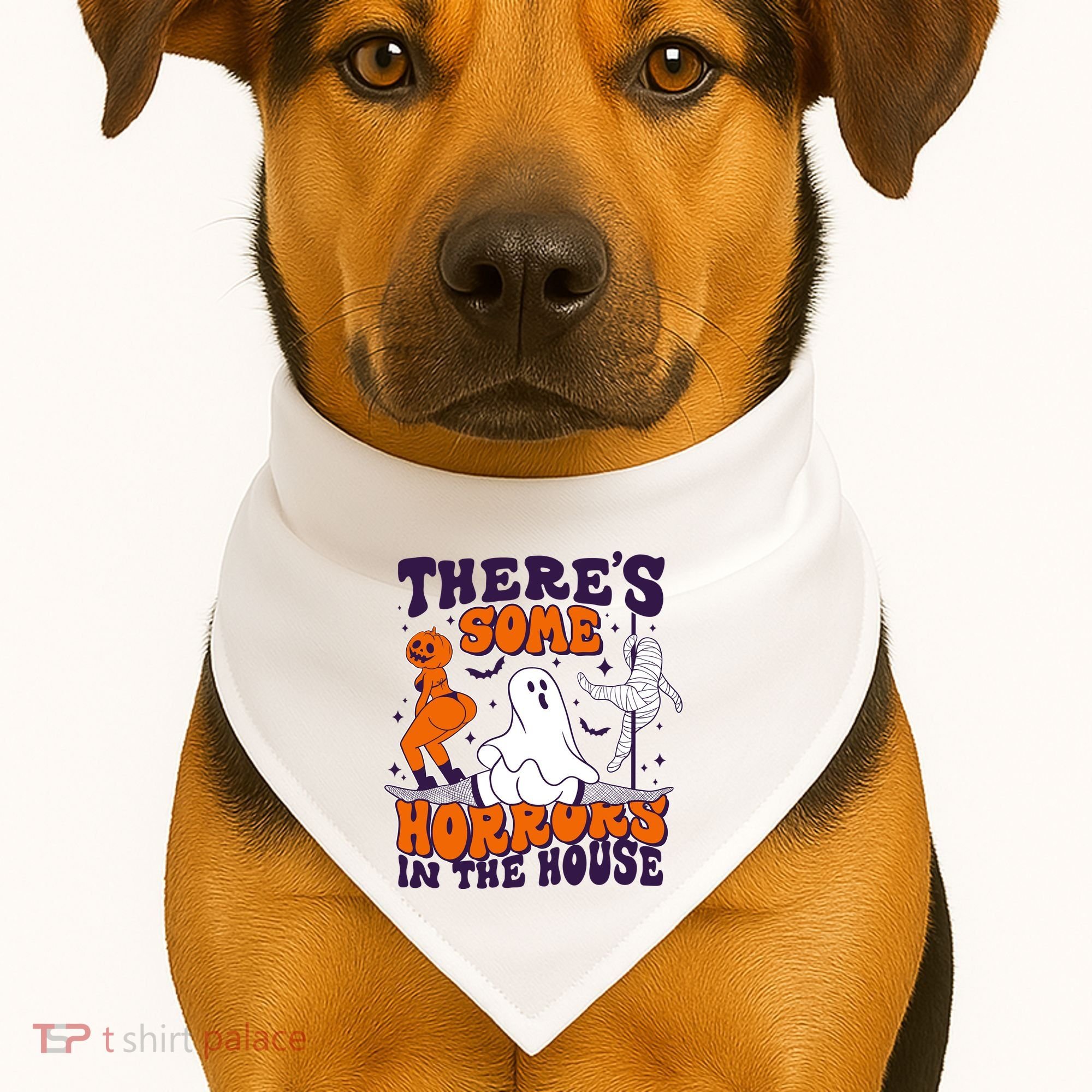 Funny Halloween Theres Some Horrors In The House USA-Made Doggie Bandana