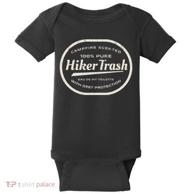 Funny Hiker Trash Logo Design For Long Distance Backpackers Baby Bodysuit