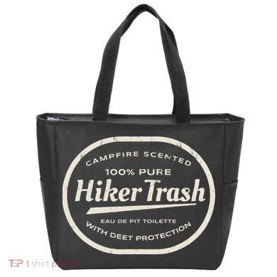 Funny Hiker Trash Logo Design For Long Distance Backpackers Tote Bag