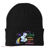 Fabulous Happy Unicorn Farting Rainbow Gift Beanie thumb 0