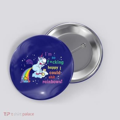 Fabulous Happy Unicorn Farting Rainbow Gift Button