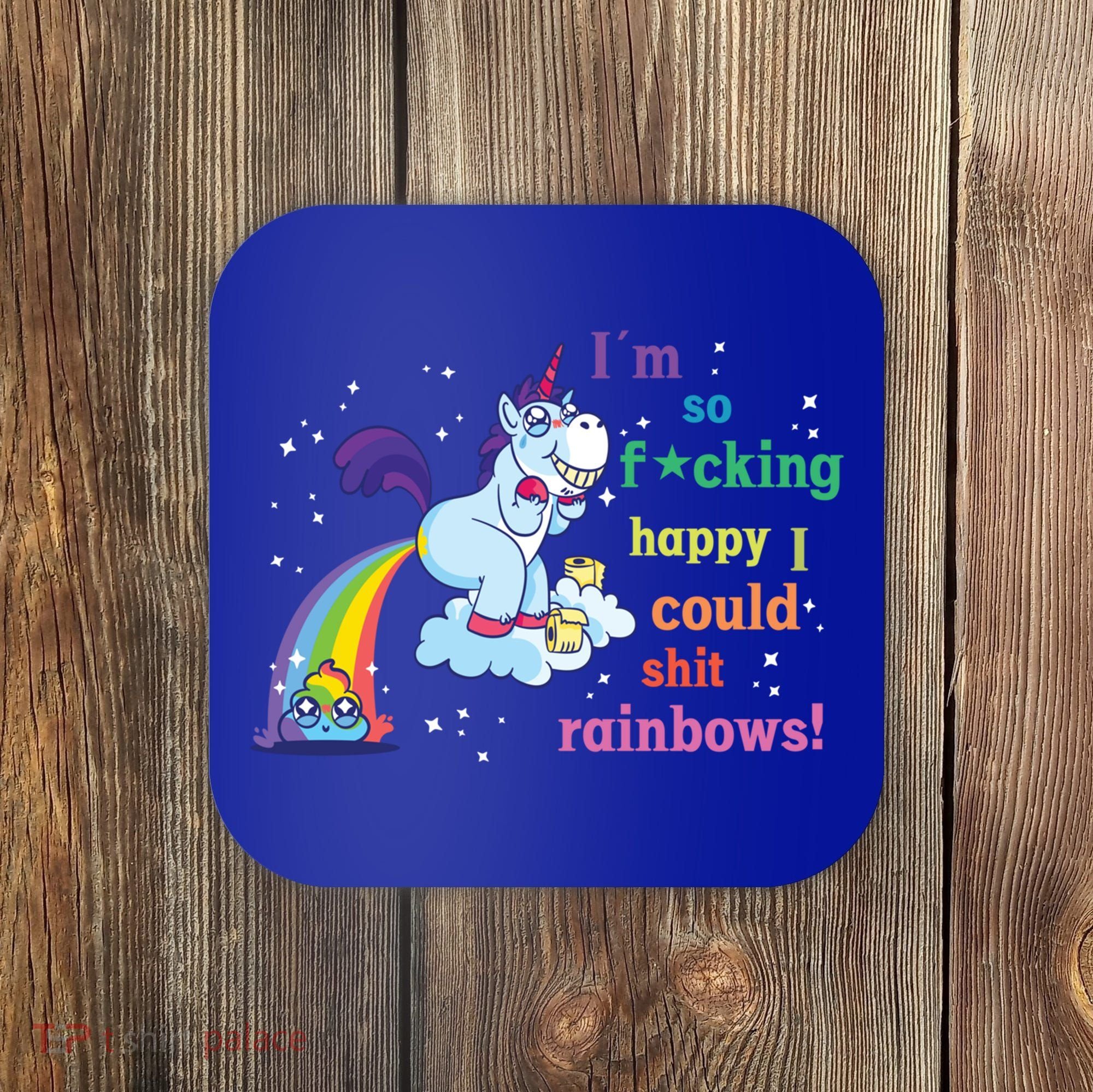 Fabulous Happy Unicorn Farting Rainbow Gift Coaster