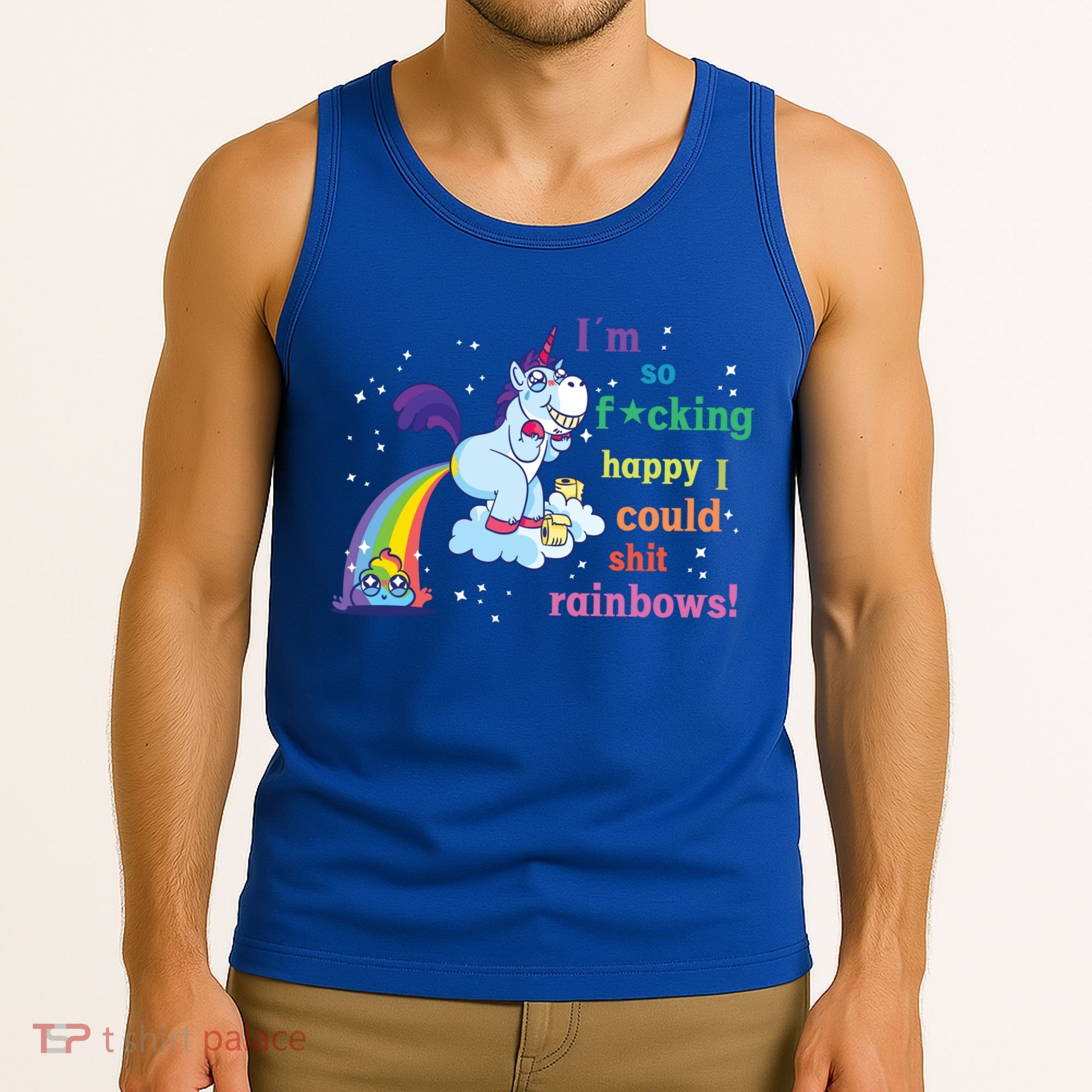 Fabulous Happy Unicorn Farting Rainbow Gift Tank Top