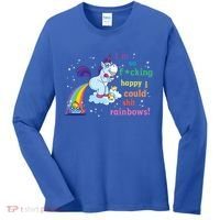 Fabulous Happy Unicorn Farting Rainbow Gift Women's Long Sleeve Shirt thumb 0