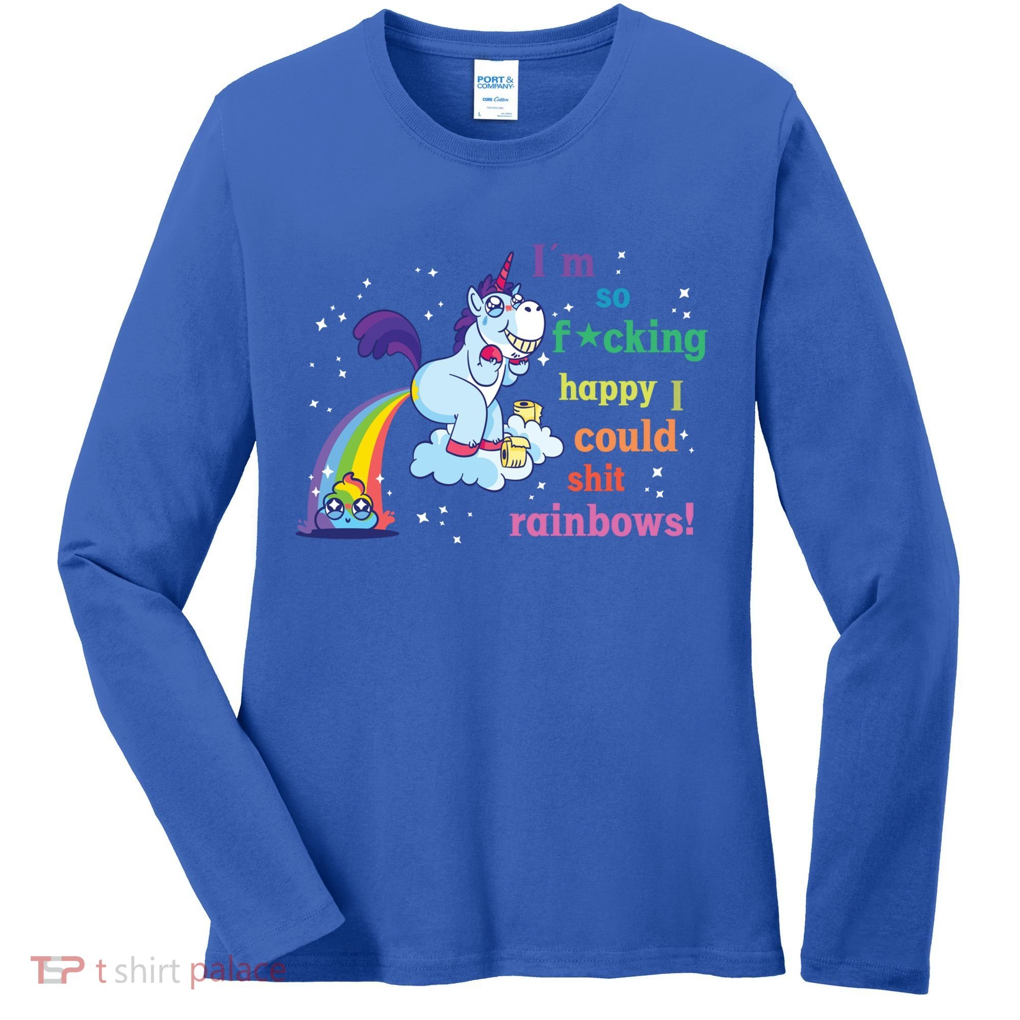 Fabulous Happy Unicorn Farting Rainbow Gift Women's Long Sleeve Shirt